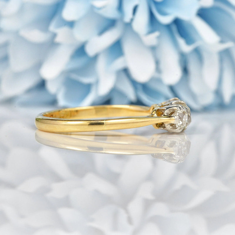 Ellibelle Jewellery Antique Diamond 18ct Gold Three Stone Engagement Ring (0.64ct)