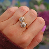 Ellibelle Jewellery Antique Edwardian Diamond 18ct Gold Double Daisy Cluster Ring