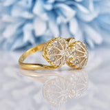 Ellibelle Jewellery Antique Edwardian Diamond 18ct Gold Double Daisy Cluster Ring