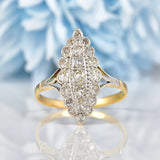 Ellibelle Jewellery Antique Edwardian Diamond 18ct Gold Marquise Ring