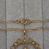 Ellibelle Jewellery Antique Edwardian Garnet & Pearl Pendant Necklace