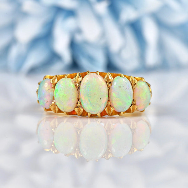 Ellibelle Jewellery Antique Edwardian Opal 18ct Gold Five Stone Ring