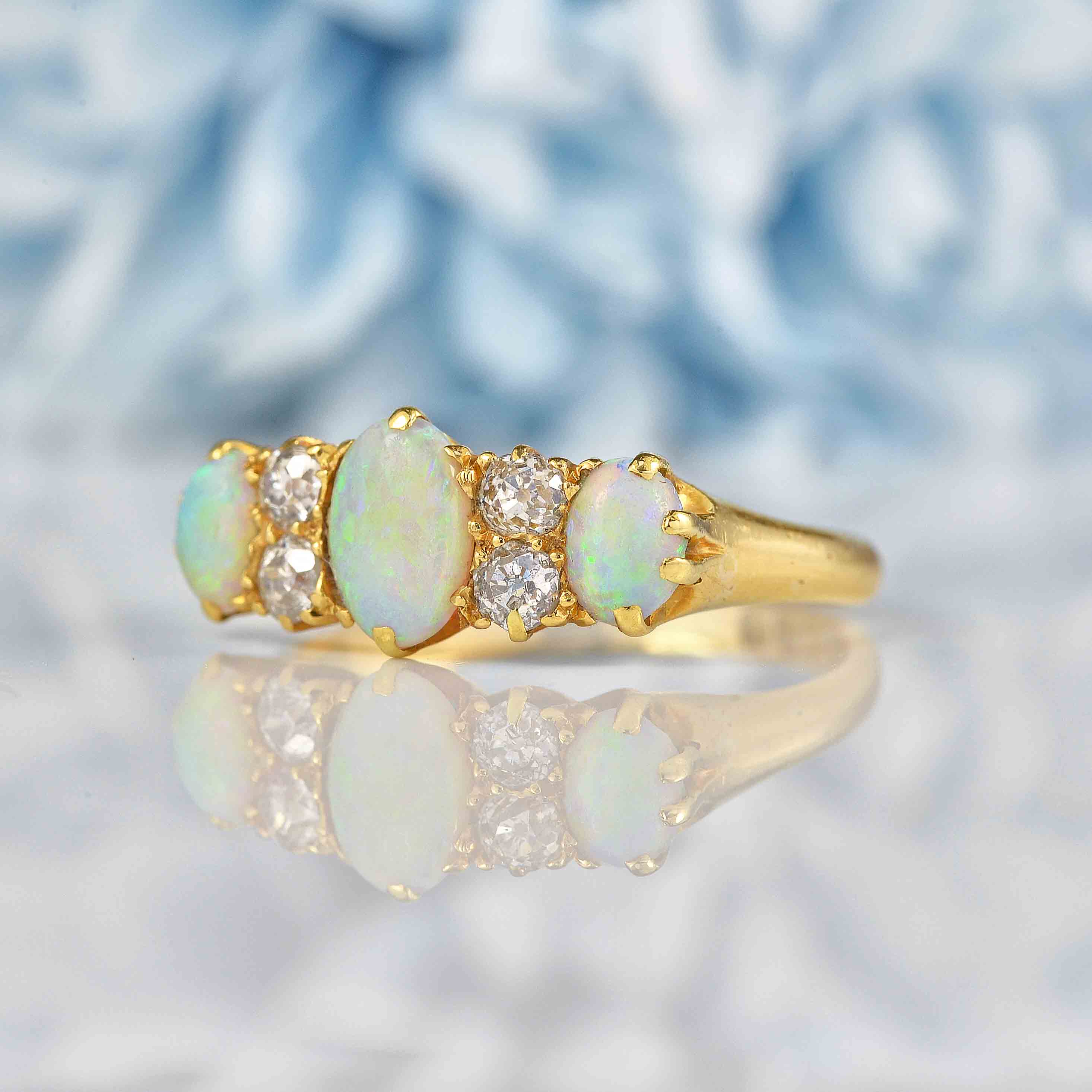 Ellibelle Jewellery Antique Edwardian Opal & Diamond 18ct Gold Ring