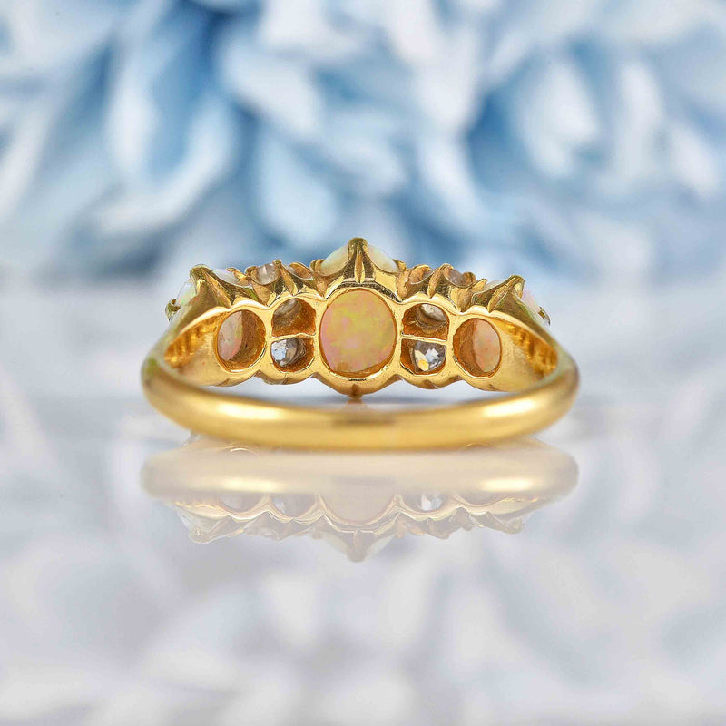 Ellibelle Jewellery Antique Edwardian Opal & Diamond 18ct Gold Ring
