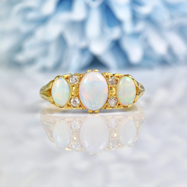 Ellibelle Jewellery ANTIQUE EDWARDIAN OPAL & DIAMOND GOLD RING