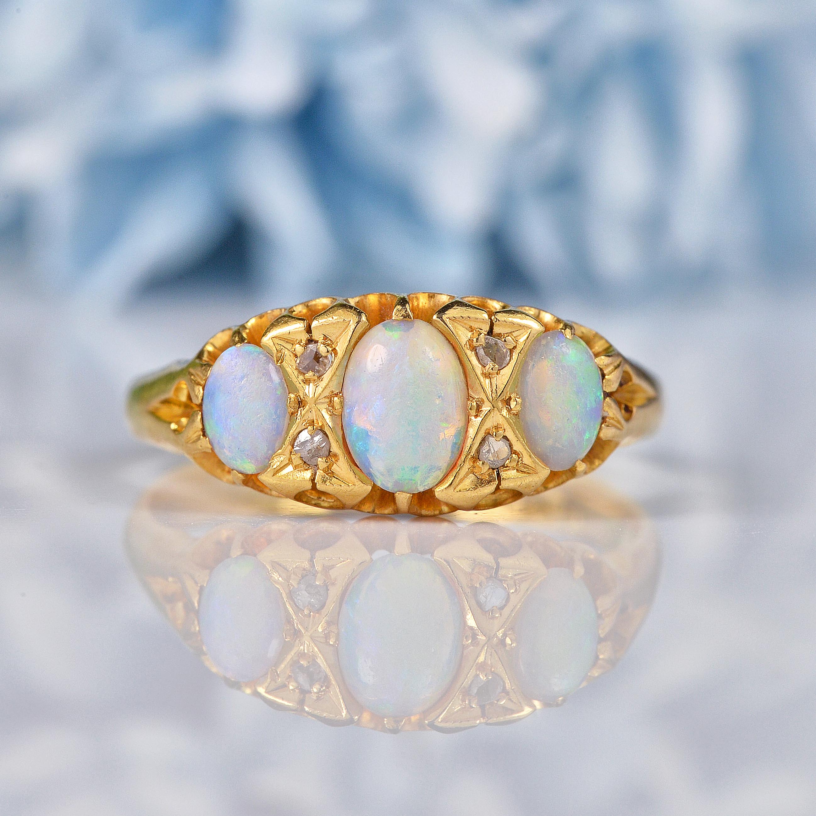 Ellibelle Jewellery Antique Edwardian Opal & Diamond Ring