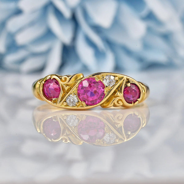 Ellibelle Jewellery Antique Edwardian Ruby & Diamond 18ct Gold Ring