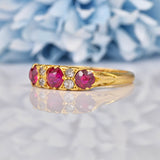 Ellibelle Jewellery Antique Edwardian Ruby & Diamond Carved Half Hoop Ring