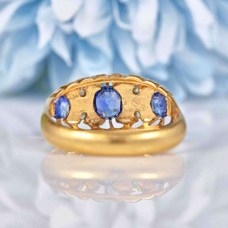 Ellibelle Jewellery Antique Edwardian Sapphire & Diamond 18ct Gold Ring