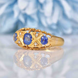 Ellibelle Jewellery Antique Edwardian Sapphire & Diamond 18ct Gold Ring