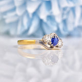 Ellibelle Jewellery Antique Edwardian Sapphire & Diamond Three Stone Ring