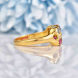 Ellibelle Jewellery Antique Edwardian Sapphire, Ruby & Diamond 18ct Gold Ring