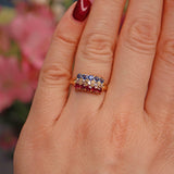 Ellibelle Jewellery Antique Edwardian Sapphire, Ruby & Diamond 18ct Gold Ring