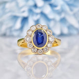 Ellibelle Jewellery Antique Edwardian Style Blue Sapphire & Diamond Cluster Ring