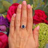 Ellibelle Jewellery Antique Edwardian Style Blue Sapphire & Diamond Cluster Ring