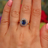 Ellibelle Jewellery Antique Edwardian Style Blue Sapphire & Diamond Cluster Ring