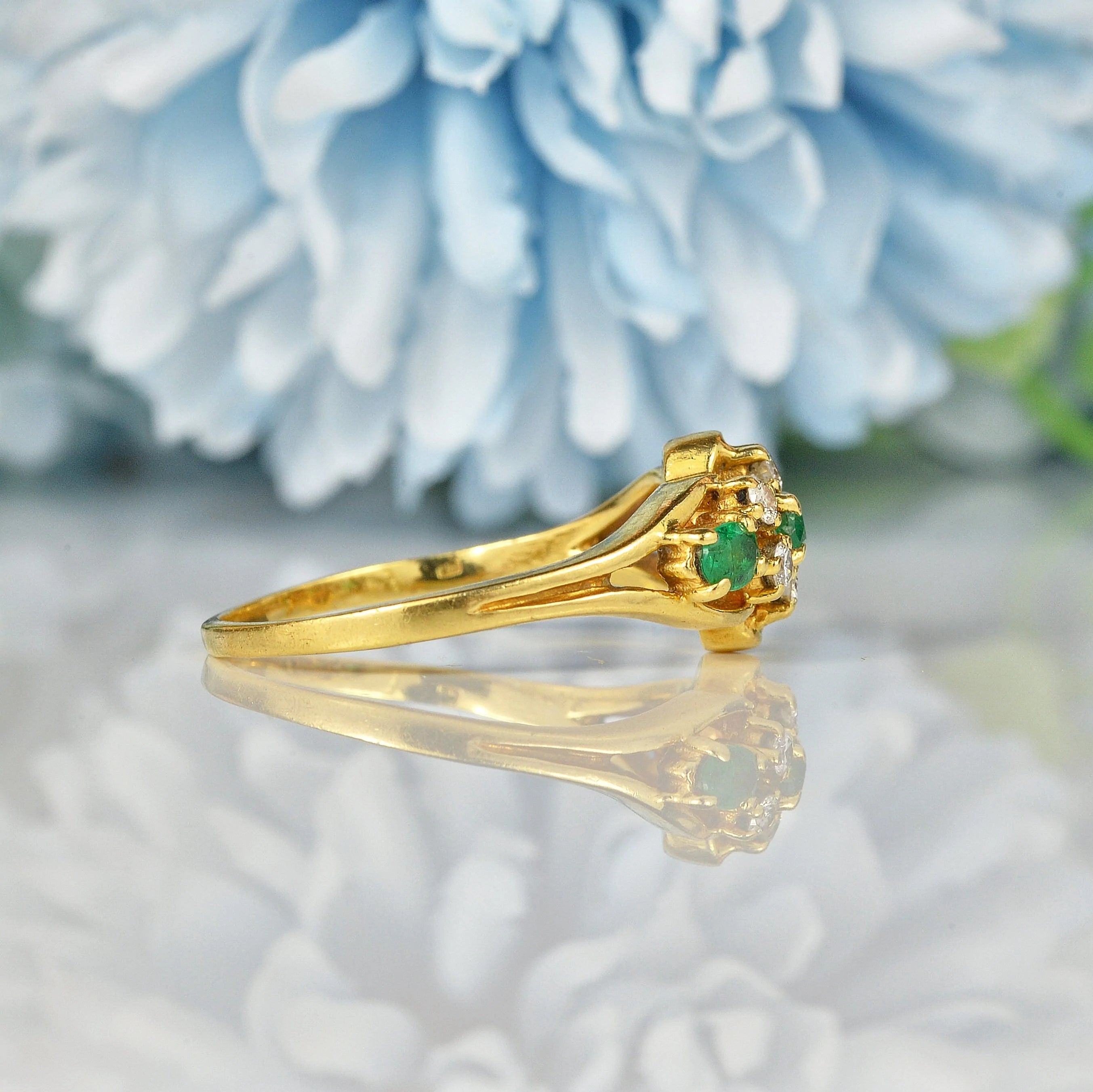 Ellibelle Jewellery ANTIQUE EMERALD & DIAMOND 18CT GOLD RING