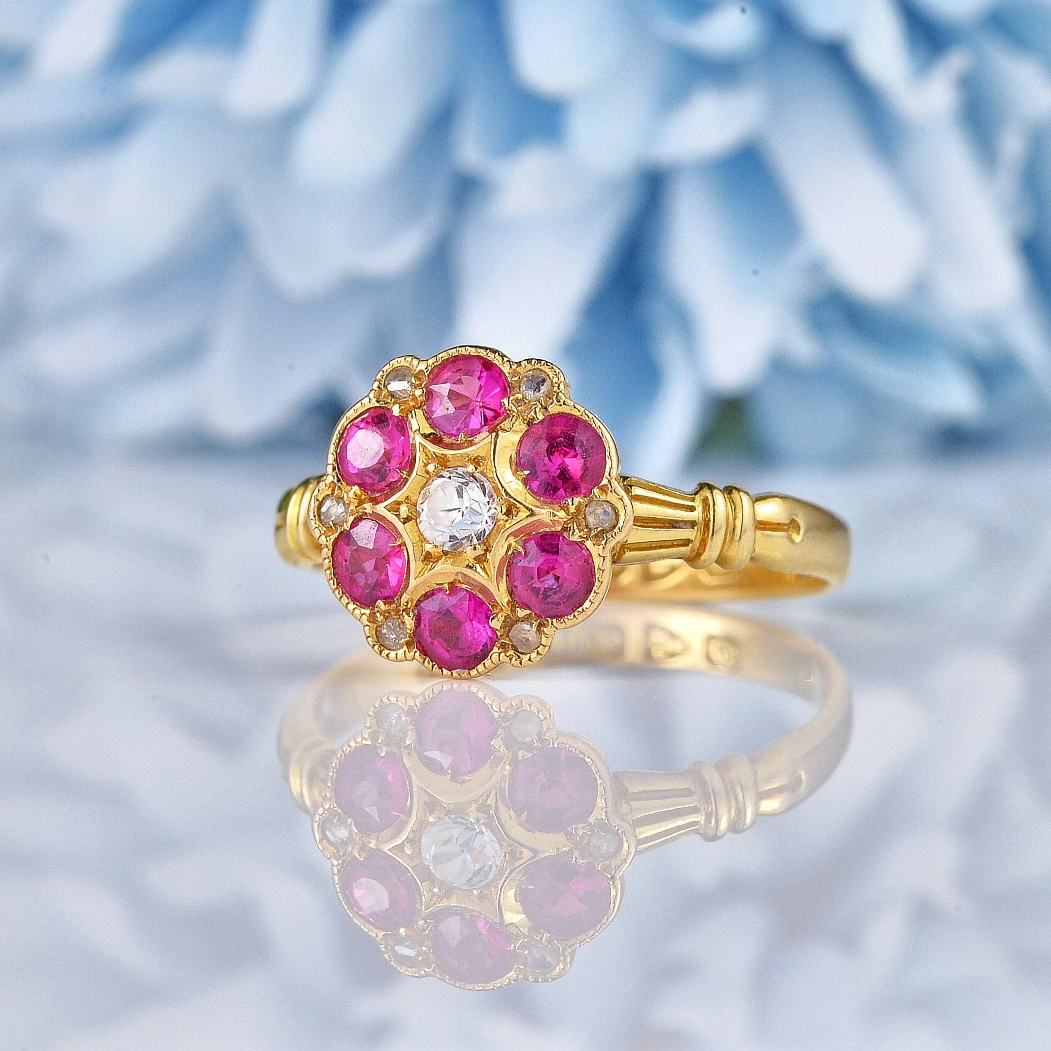 Ellibelle Jewellery Antique George V Ruby & Diamond 18ct Gold Ring