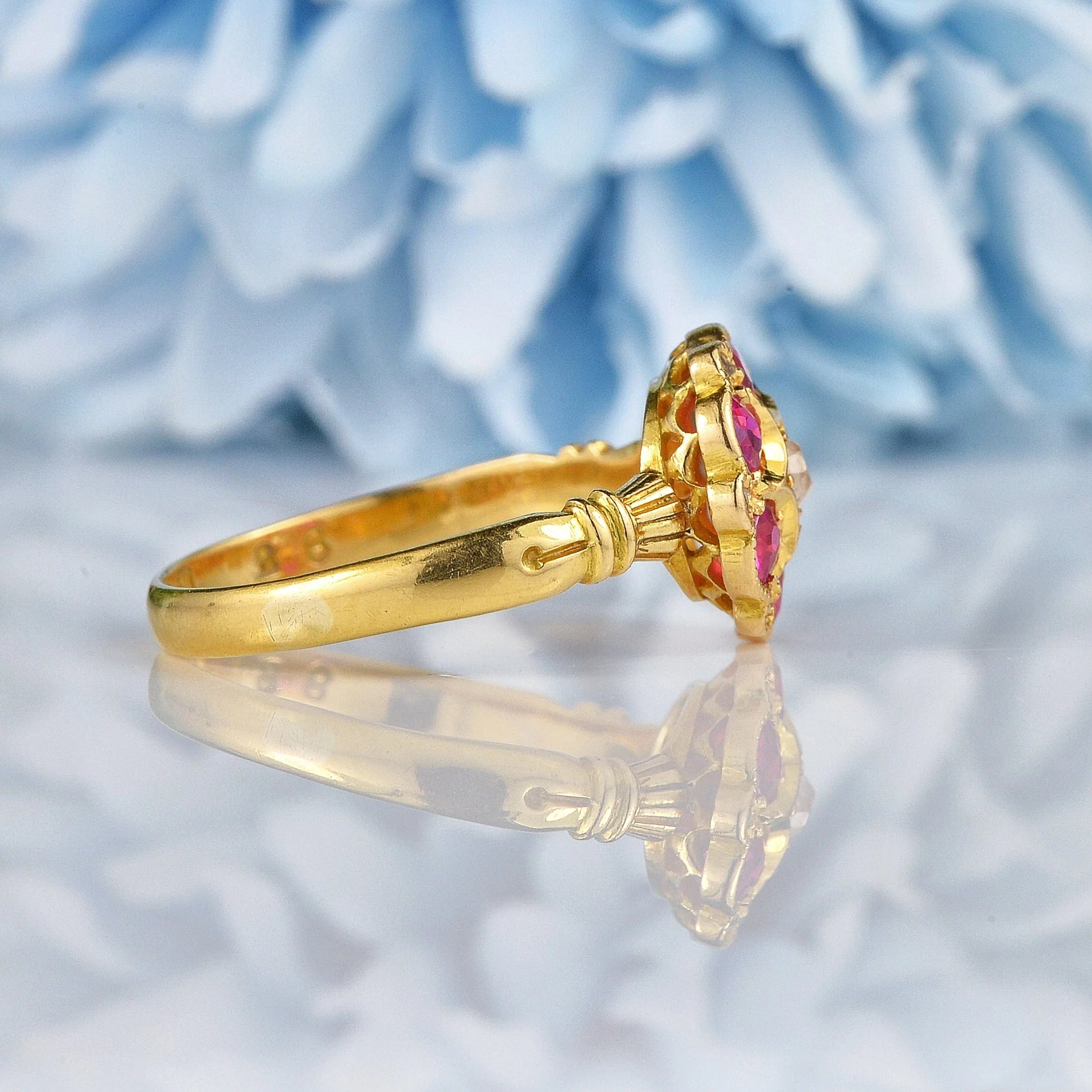 Ellibelle Jewellery Antique George V Ruby & Diamond 18ct Gold Ring