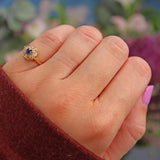 Ellibelle Jewellery Antique Natural Sapphire & Rose Cut Diamond Cluster Ring