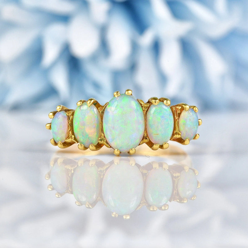 Ellibelle Jewellery Antique Opal 18ct Gold Five Stone Ring