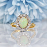 Ellibelle Jewellery Antique Opal & Diamond 18ct Gold Cluster Ring