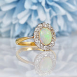 Ellibelle Jewellery Antique Opal & Diamond 18ct Gold Cluster Ring