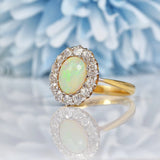 Ellibelle Jewellery Antique Opal & Diamond 18ct Gold Cluster Ring