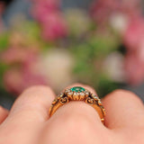 Ellibelle Jewellery Antique Style Emerald & Diamond 18ct Gold Cluster Ring