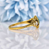 Ellibelle Jewellery Antique Style Emerald & Diamond 18ct Gold Cluster Ring