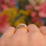 Ellibelle Jewellery Antique Style Emerald & Diamond 18ct Yellow Gold Ring