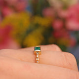 Ellibelle Jewellery Antique Style Emerald & Diamond 18ct Yellow Gold Ring