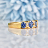 Ellibelle Jewellery Antique Style Natural Sapphire & Diamond 18ct Gold Ring