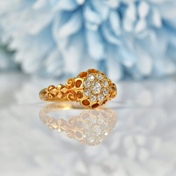 Ellibelle Jewellery ANTIQUE VICTORIAN 18CT GOLD DIAMOND CLUSTER RING