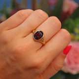 Ellibelle Jewellery Antique Victorian Almandine Garnet Gold Signet Ring