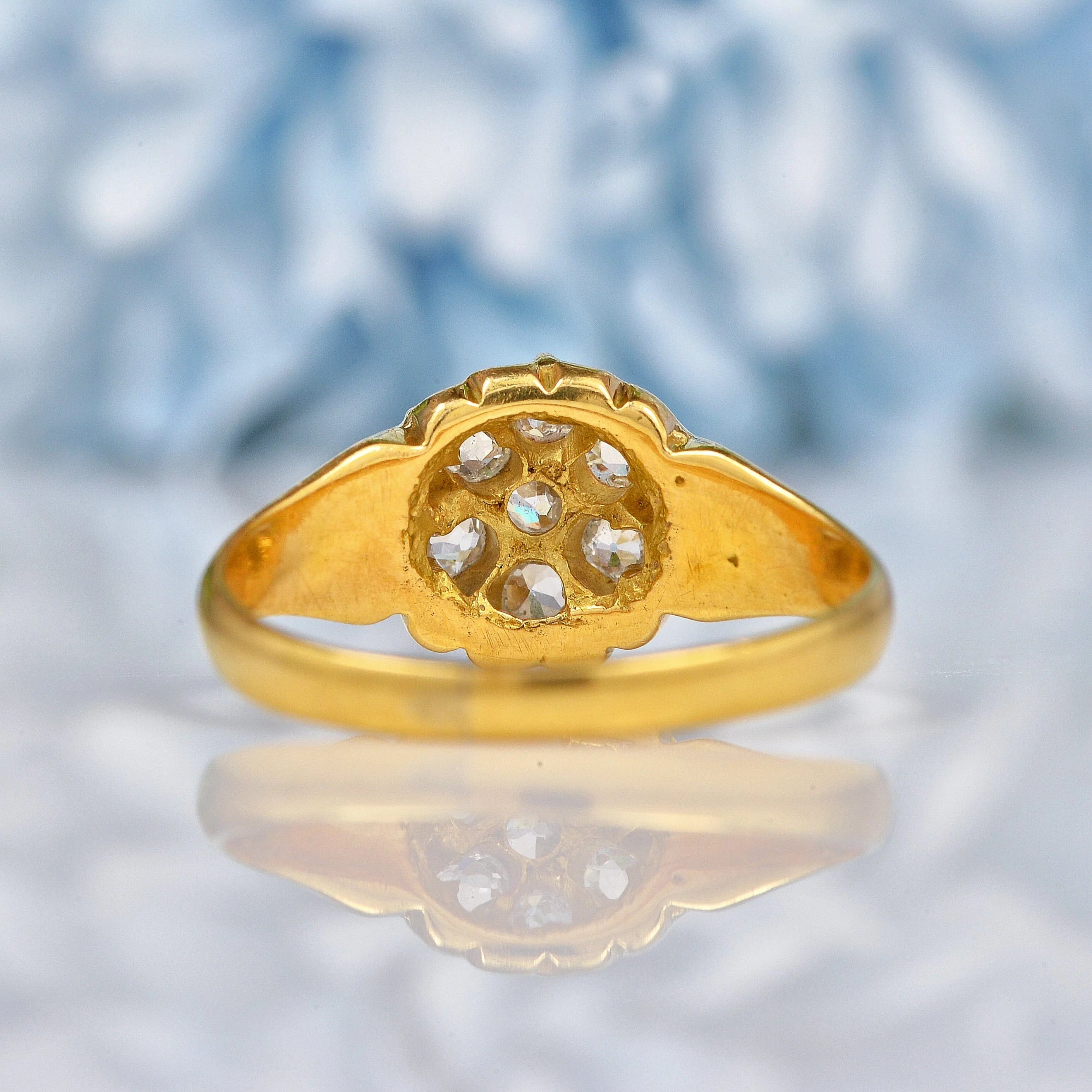 Ellibelle Jewellery Antique Victorian Diamond 18ct Gold Cluster Ring