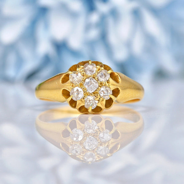 Ellibelle Jewellery Antique Victorian Diamond 18ct Gold Cluster Ring