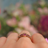 Ellibelle Jewellery Antique Victorian Garnet & Emerald Gold Ring