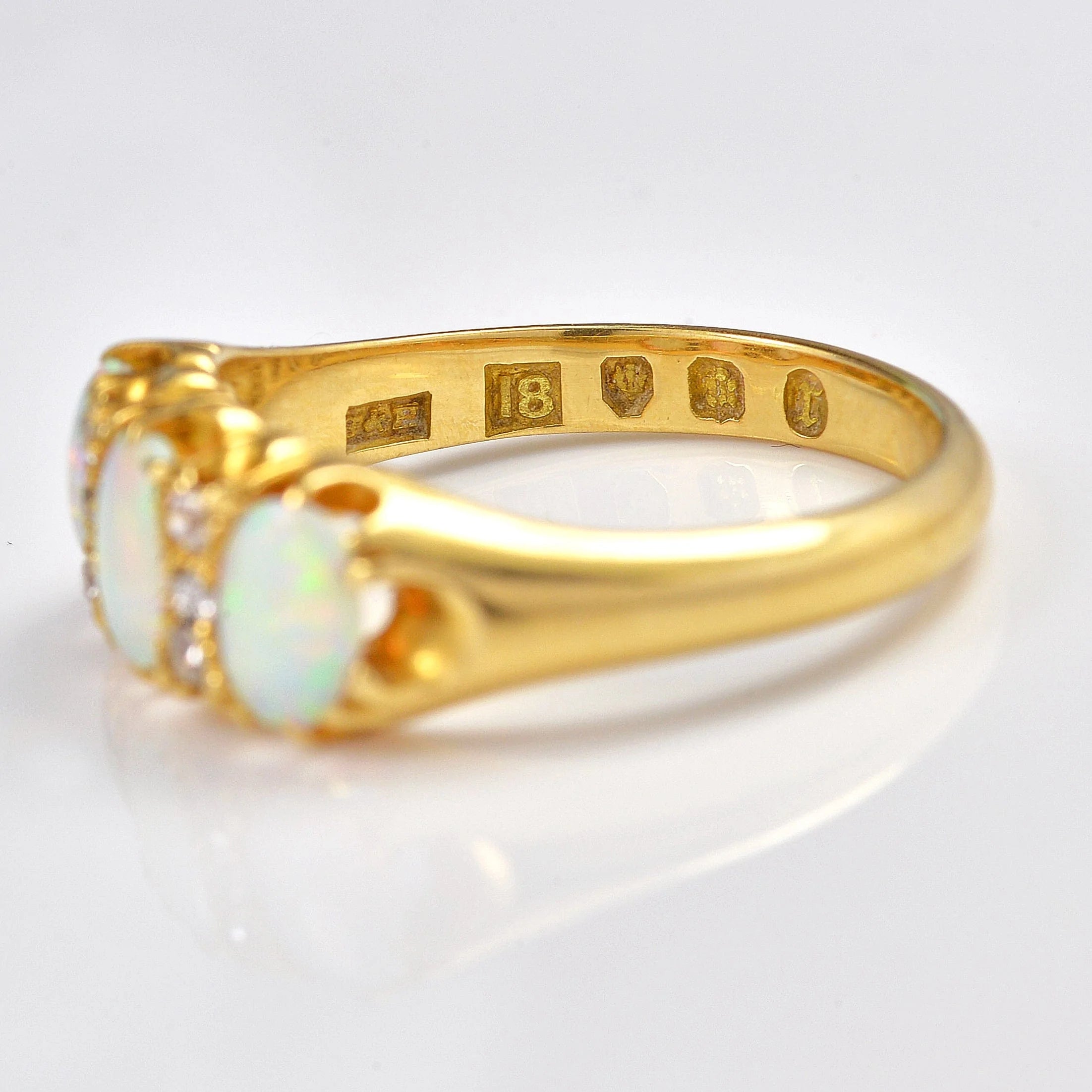 Ellibelle Jewellery Antique Victorian Opal & Diamond 18ct Gold Ring