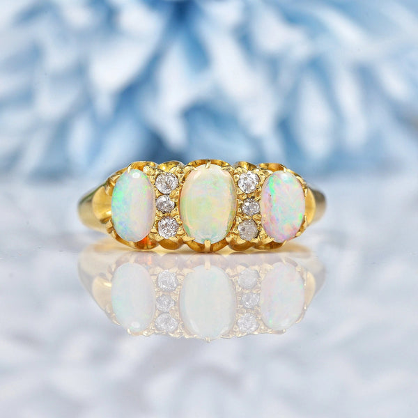 Ellibelle Jewellery Antique Victorian Opal & Diamond 18ct Gold Ring