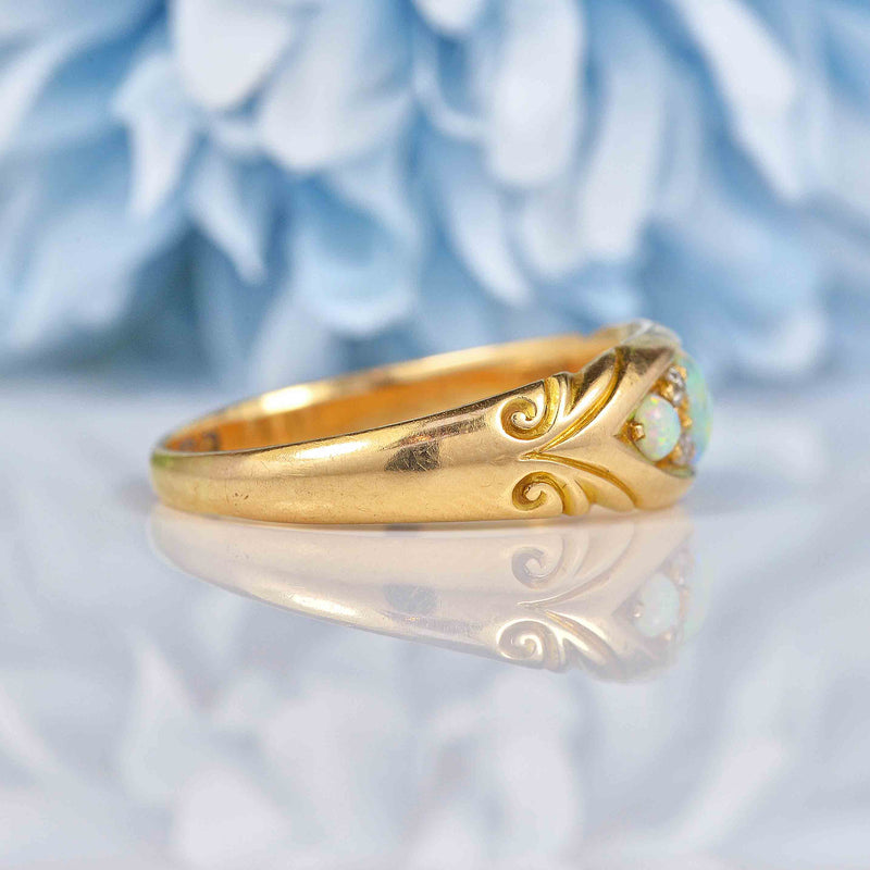 Ellibelle Jewellery Antique Victorian Opal & Diamond 18ct Gold Ring