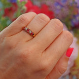 Ellibelle Jewellery Antique Victorian Ruby & Diamond Five Stone Ring