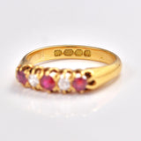 Ellibelle Jewellery Antique Victorian Ruby & Diamond Five Stone Ring