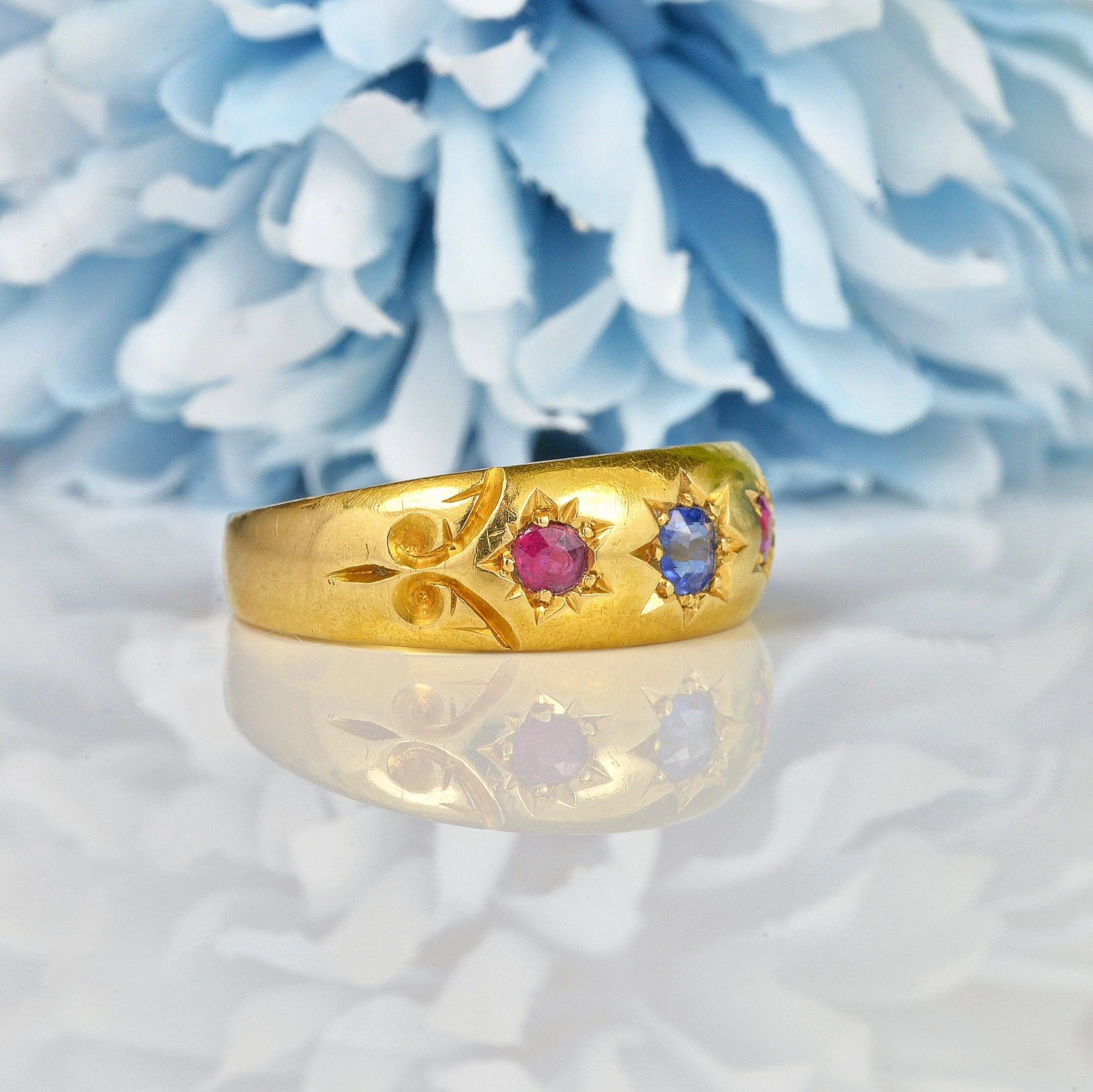 Ellibelle Jewellery ANTIQUE VICTORIAN RUBY & SAPPHIRE GYPSY RING