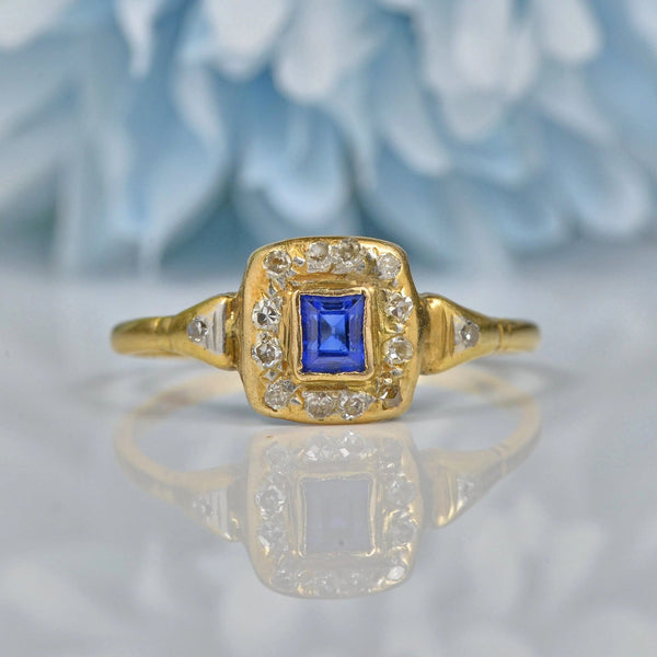 Ellibelle Jewellery ANTIQUE VICTORIAN SAPPHIRE & DIAMOND 18CT GOLD RING