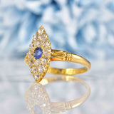 Ellibelle Jewellery Antique Victorian Sapphire & Diamond Navette Cluster Ring