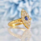 Ellibelle Jewellery Antique Victorian Sapphire & Diamond Navette Cluster Ring