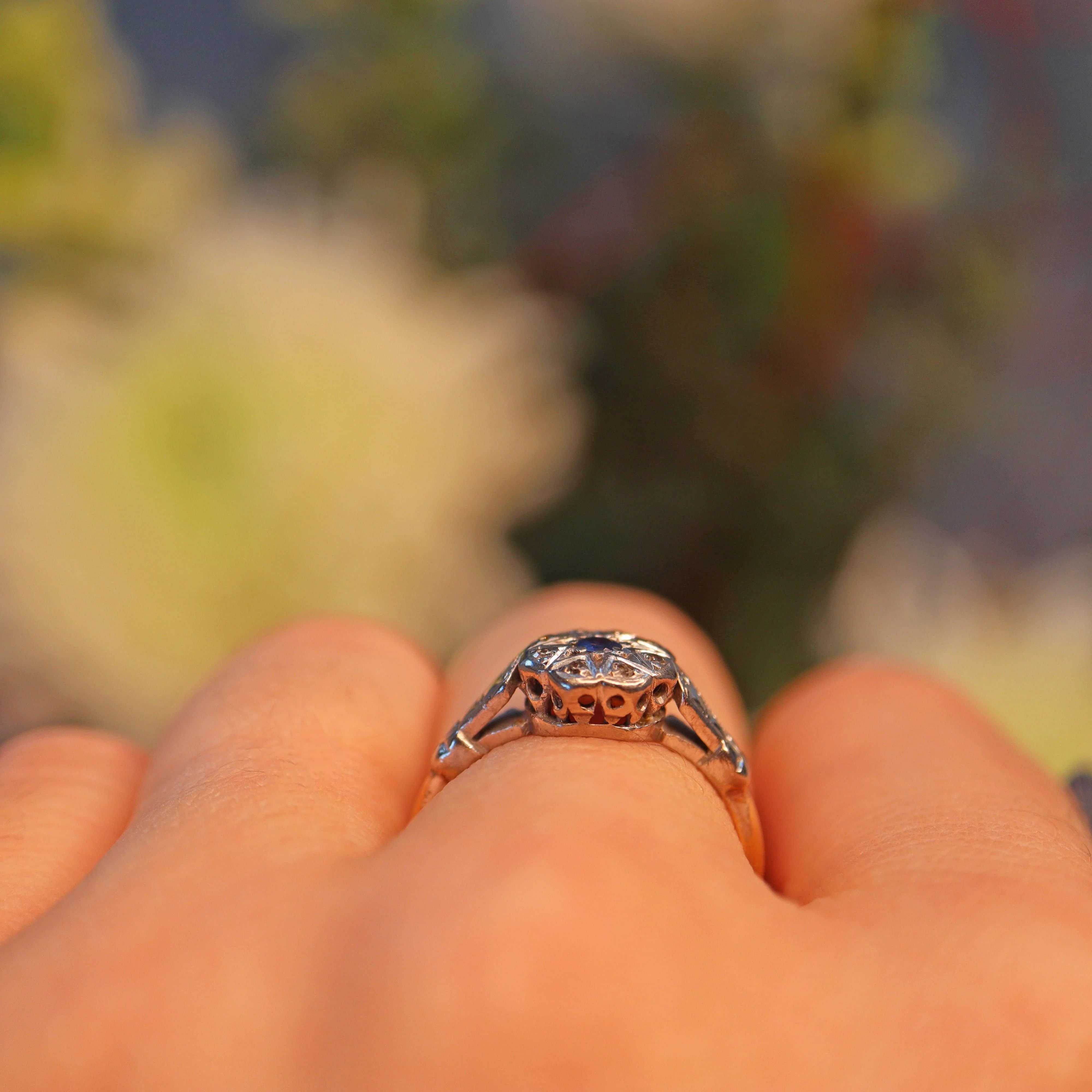 Ellibelle Jewellery ANTIQUE VICTORIAN SAPPHIRE & DIAMOND RING