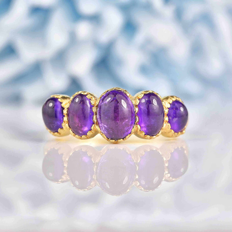 Ellibelle Jewellery Antique Victorian Style Amethyst Five Stone Ring