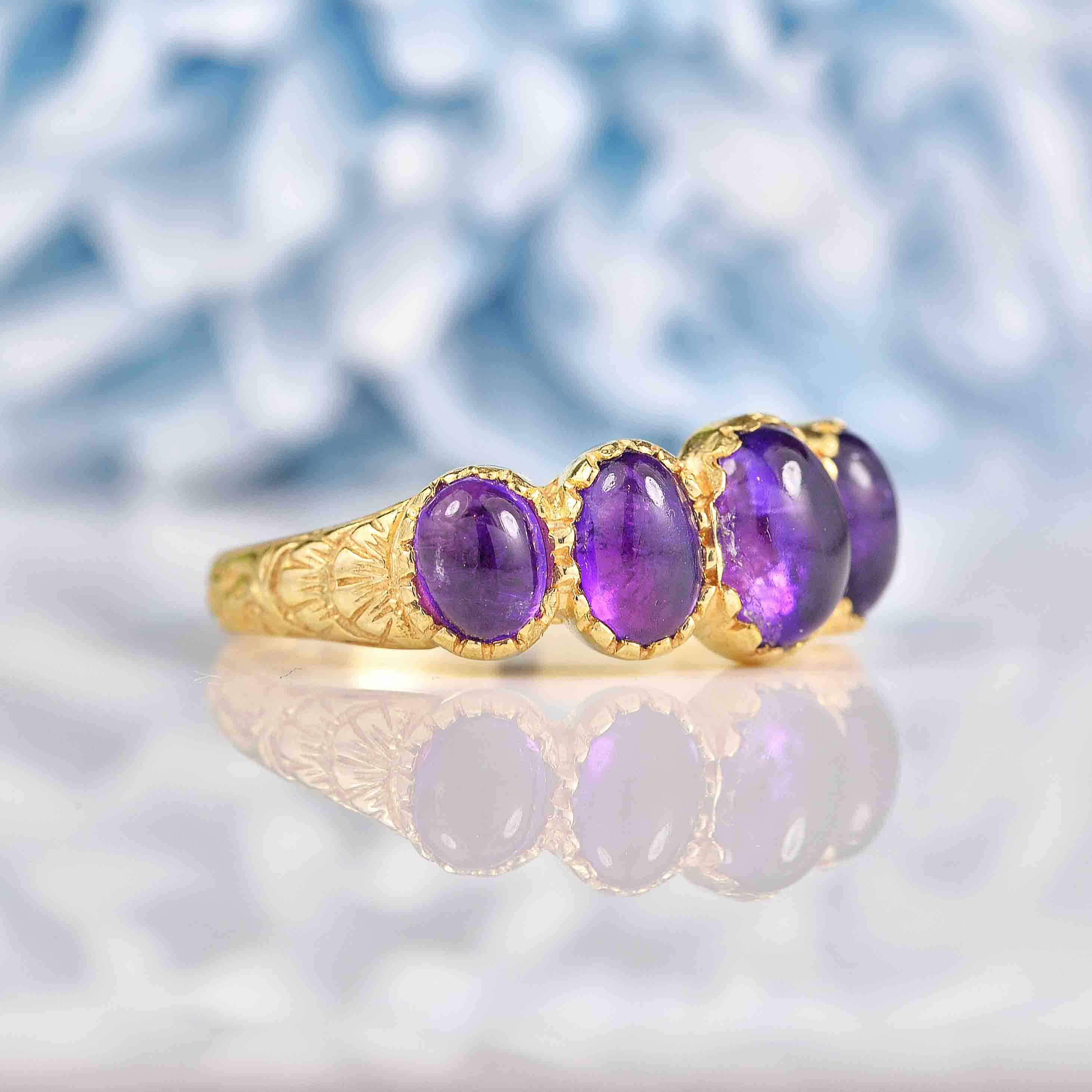 Ellibelle Jewellery Antique Victorian Style Amethyst Five Stone Ring